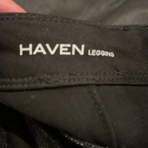 DL1961 Haven Coated Black Asphalt Leggings Raw Hem Side Zipper-28 - Picture 11 of 15